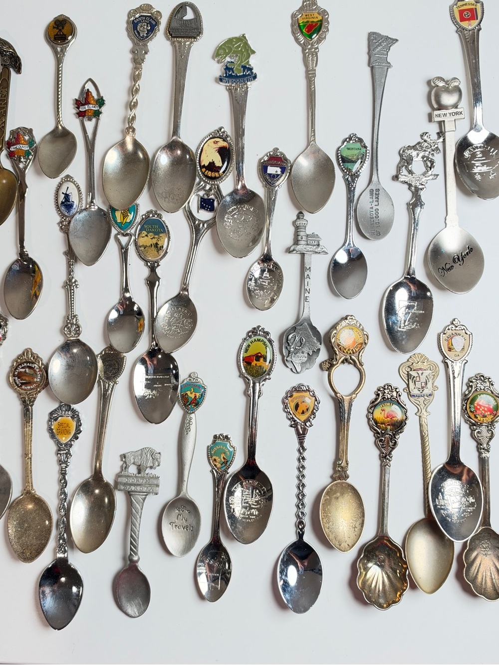 Collectible Decorative Silver Souvenir Spoons - incl 22 states (35 total)